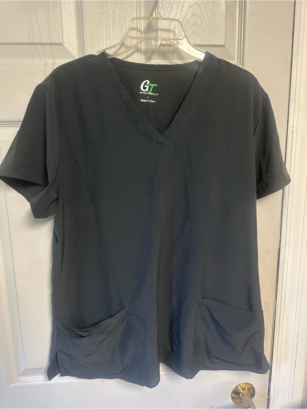 Men’s V-Neck Short Sleeve Shirt in Dark Gray